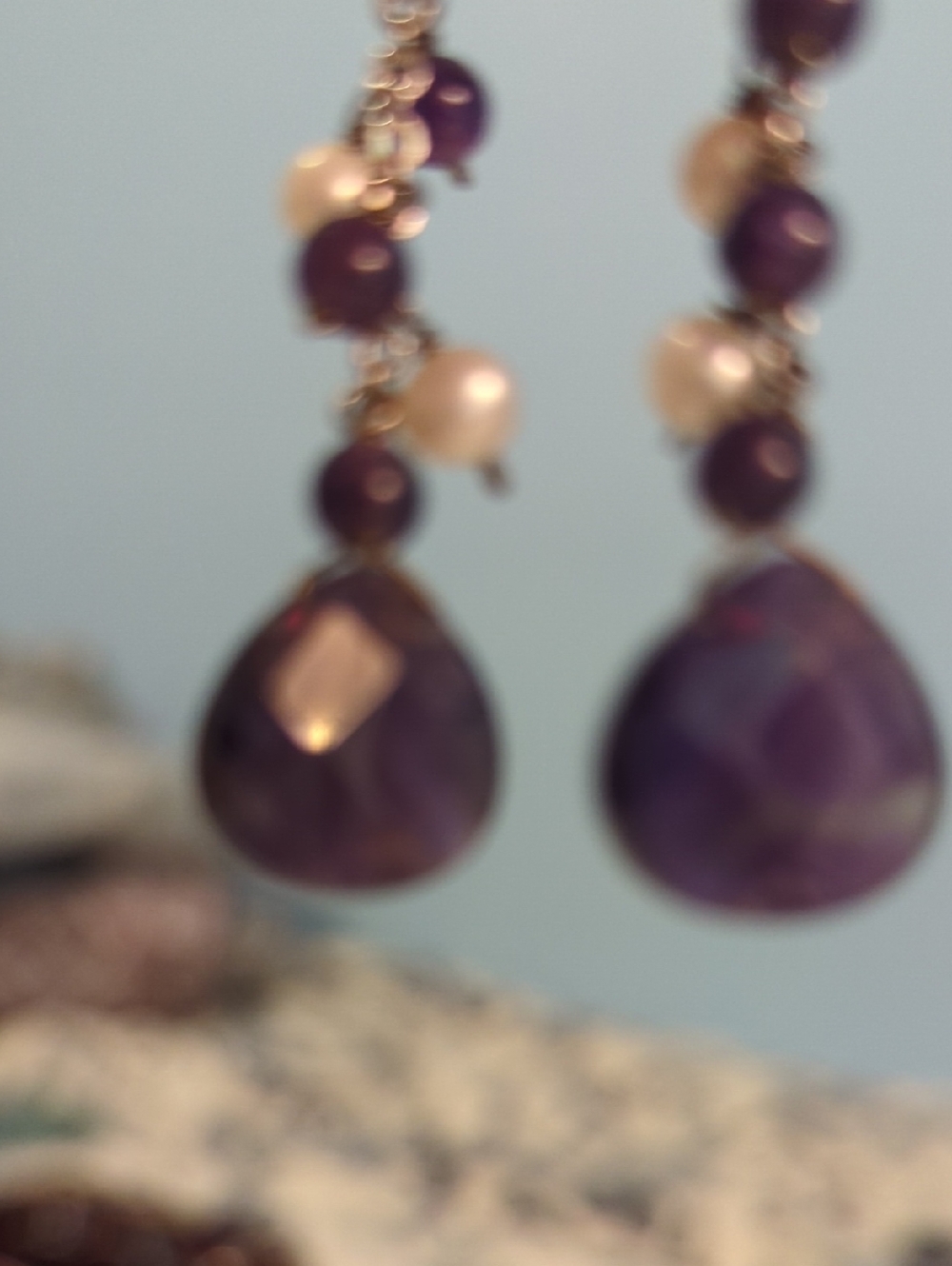 Sterling Silver Amethyst And Pearl Earrings.